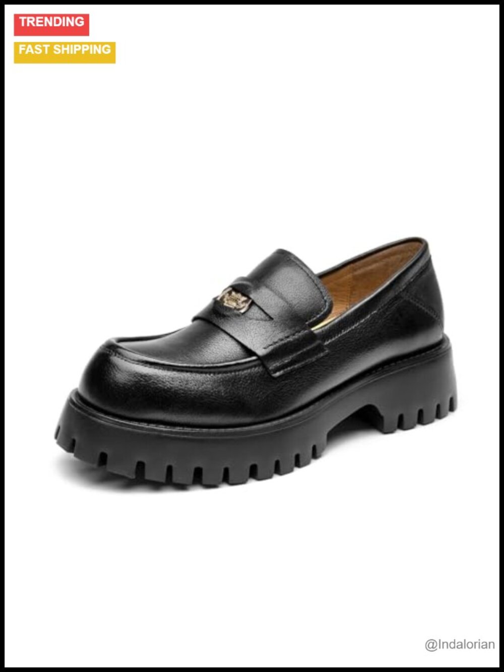 Chunky Loafers Platform Penny Leather Lug Sole Slip-On Women's Shoes